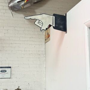 Vintage Style Folk Art Directional Sign. Metal Flange. Pointer.